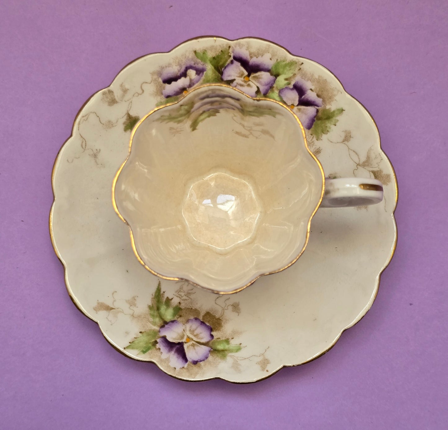 Chapman England Violet Tea Set for One — c.1900 Staffordshire