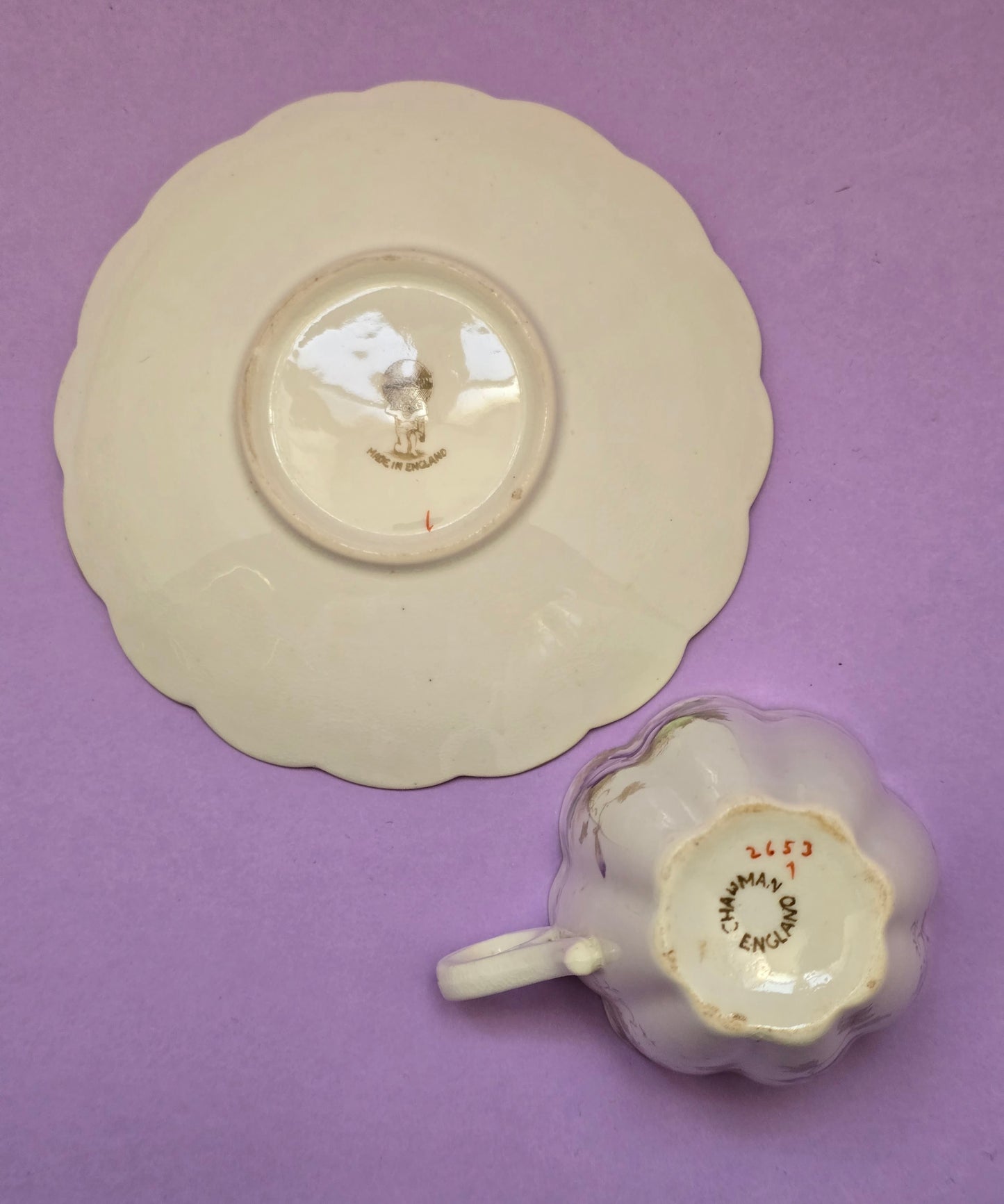Chapman England Violet Tea Set for One — c.1900 Staffordshire
