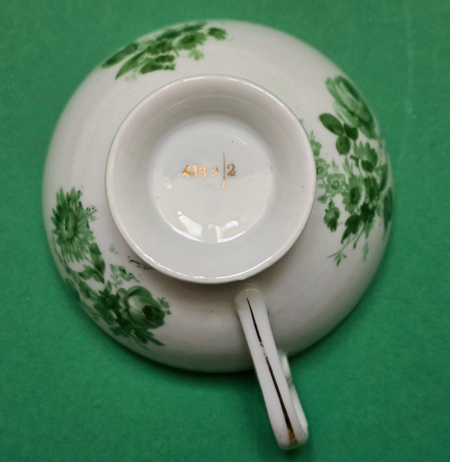 Antique Green Floral Porcelain Dessert Service — Austria c.1880-1910