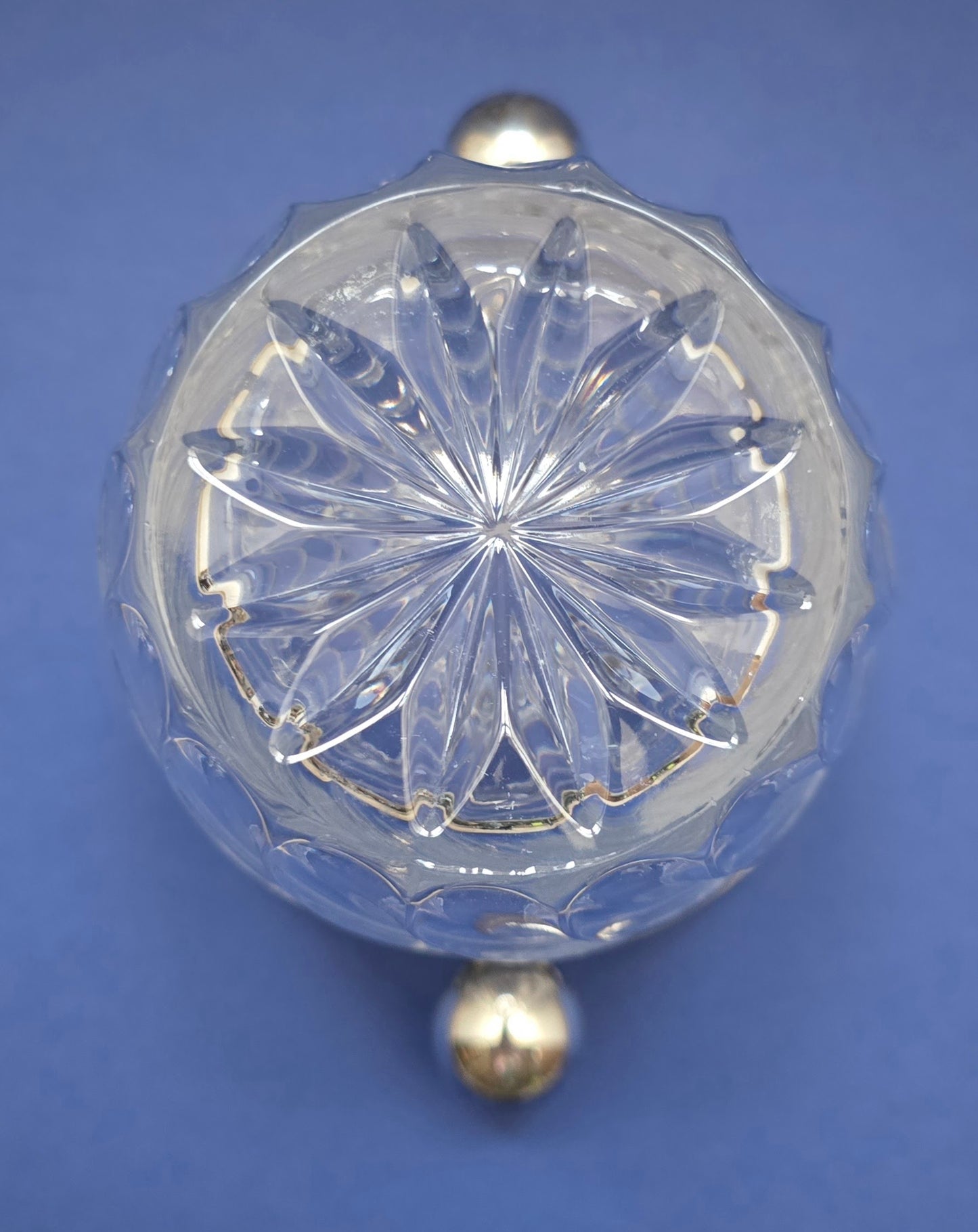 Vintage Cut Crystal Ice Bucket with Silver-Plated Rim – 1960s