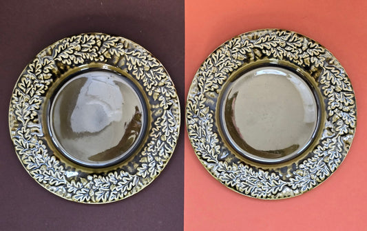 Casa Pupo Vintage Green Majolica Oak Leaf Side Plate – Portugal, 1970s