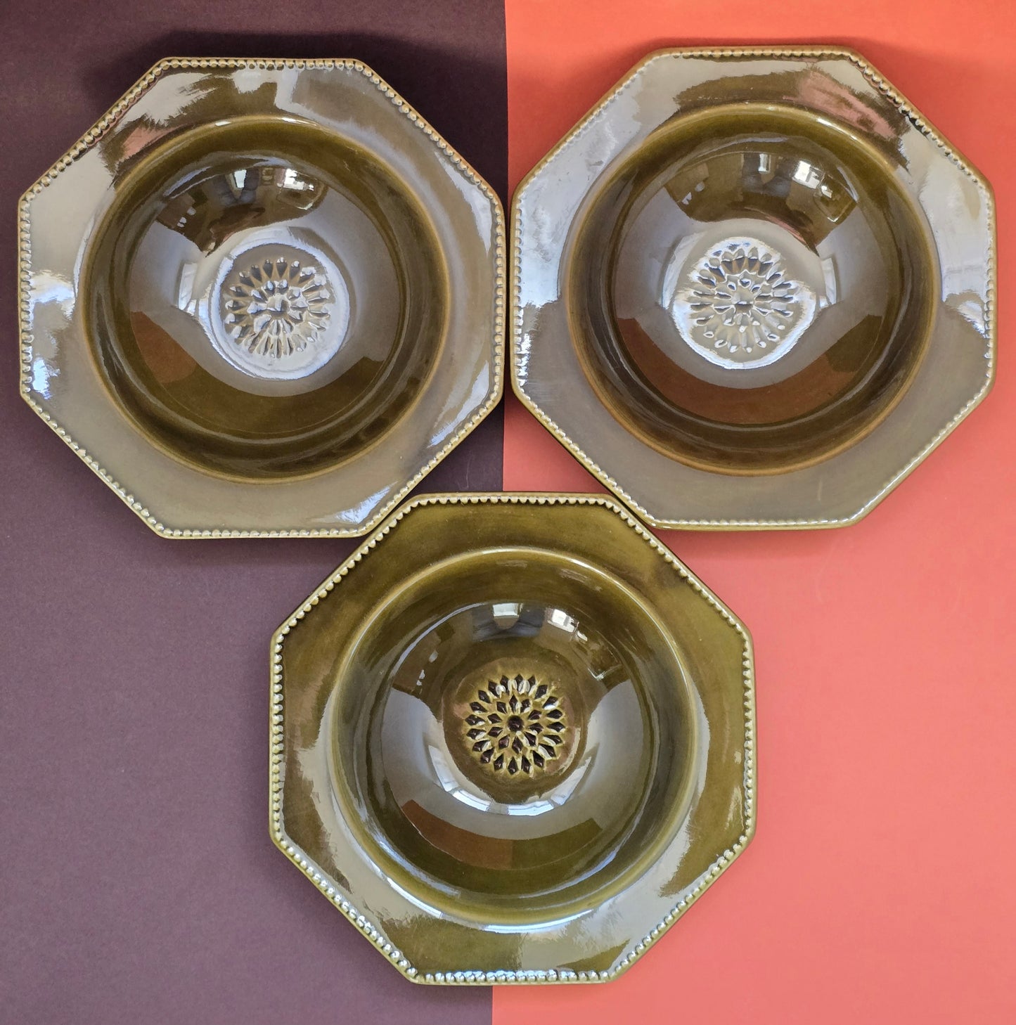 Casa Pupo Vintage Green Majolica Soup Bowl – Portugal, 1970s