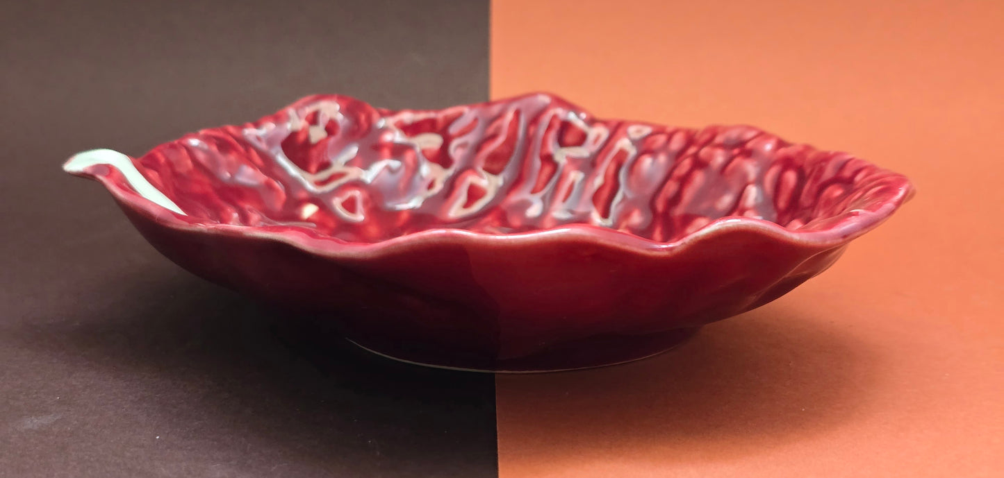 Casa Pupo Vintage Red Cabbage Leaf Bowl – Portugal, 1970s