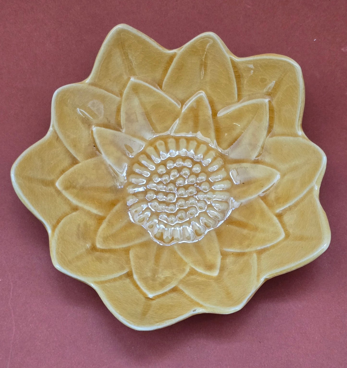 Casa Pupo Vintage Amber Sunflower Dish – Portugal, 1970s