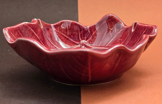 Casa Pupo Vintage Red Cabbage Leaf Deep Bowl – Portugal, 1970s