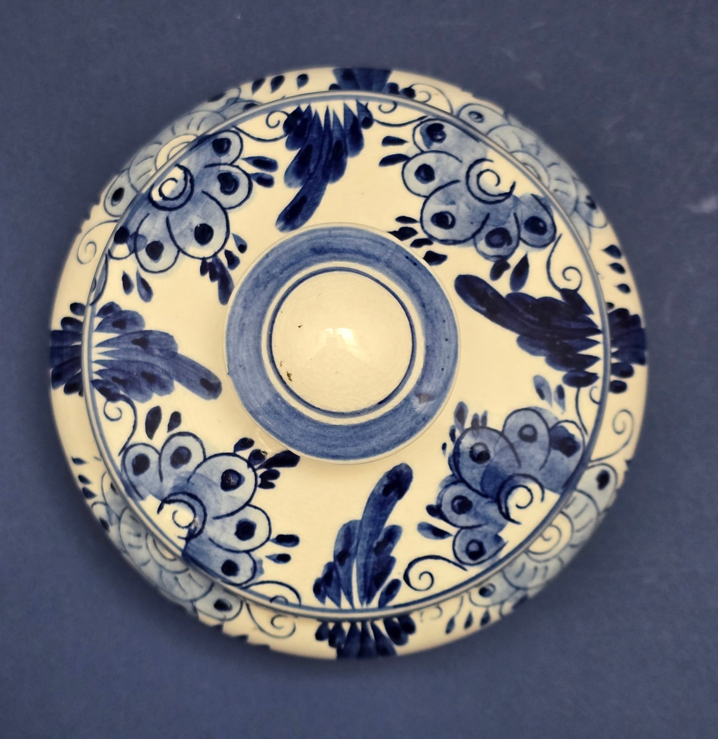 Delft Blue Hand-Painted Lidded Pot – Holland, c.1960