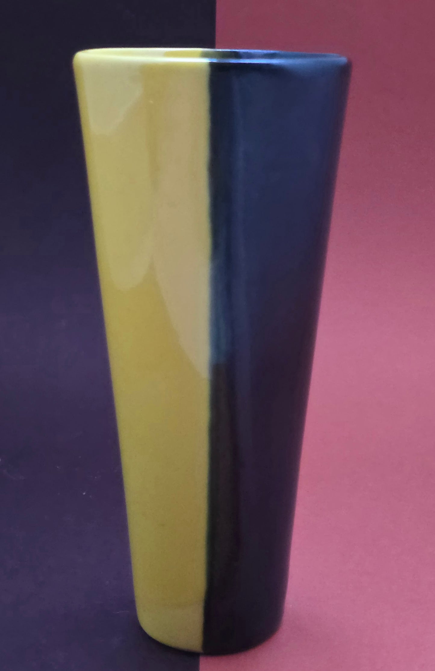 Mid-Century Bi-Colour Vase – Yellow & Black, c.1950