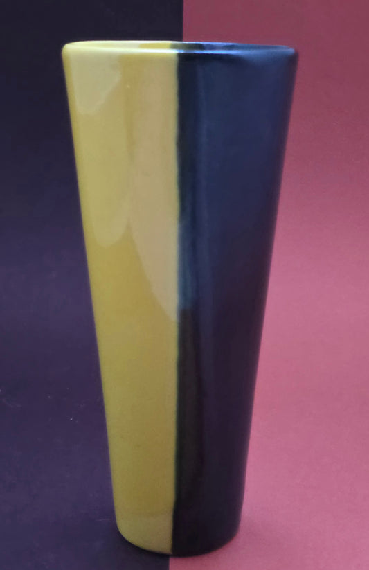 Mid-Century Bi-Colour Vase – Yellow & Black, c.1950
