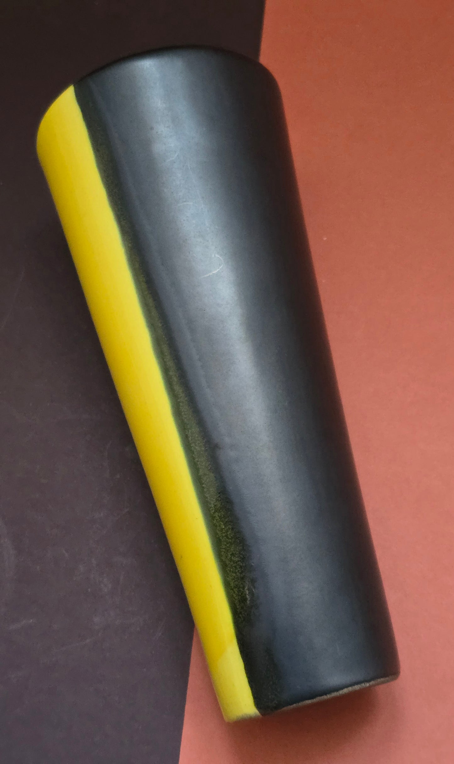 Mid-Century Bi-Colour Vase – Yellow & Black, c.1950