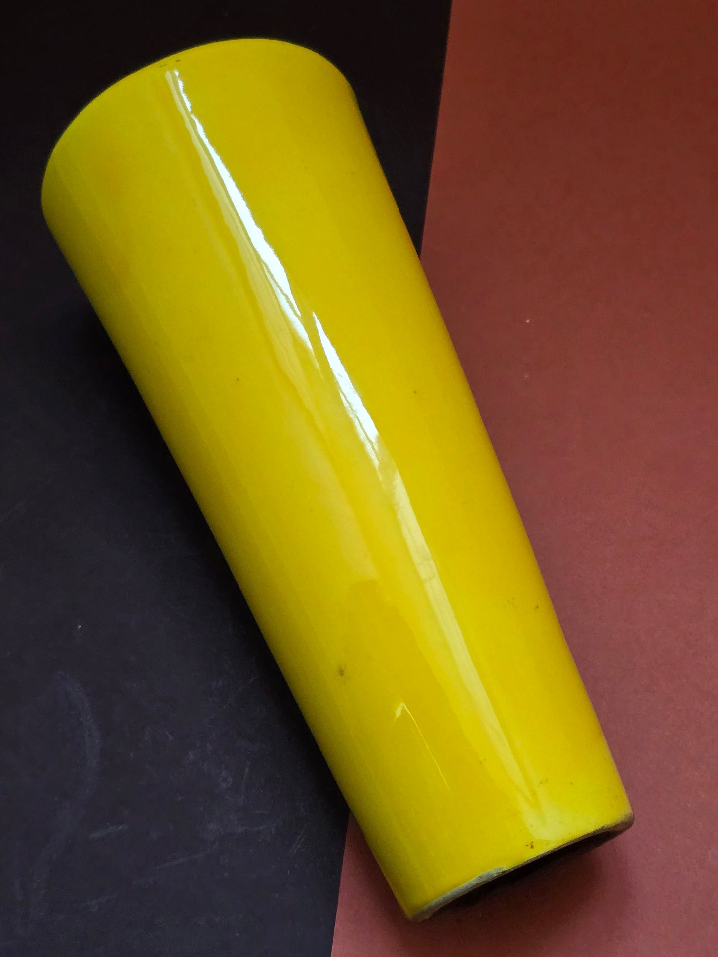 Mid-Century Bi-Colour Vase – Yellow & Black, c.1950