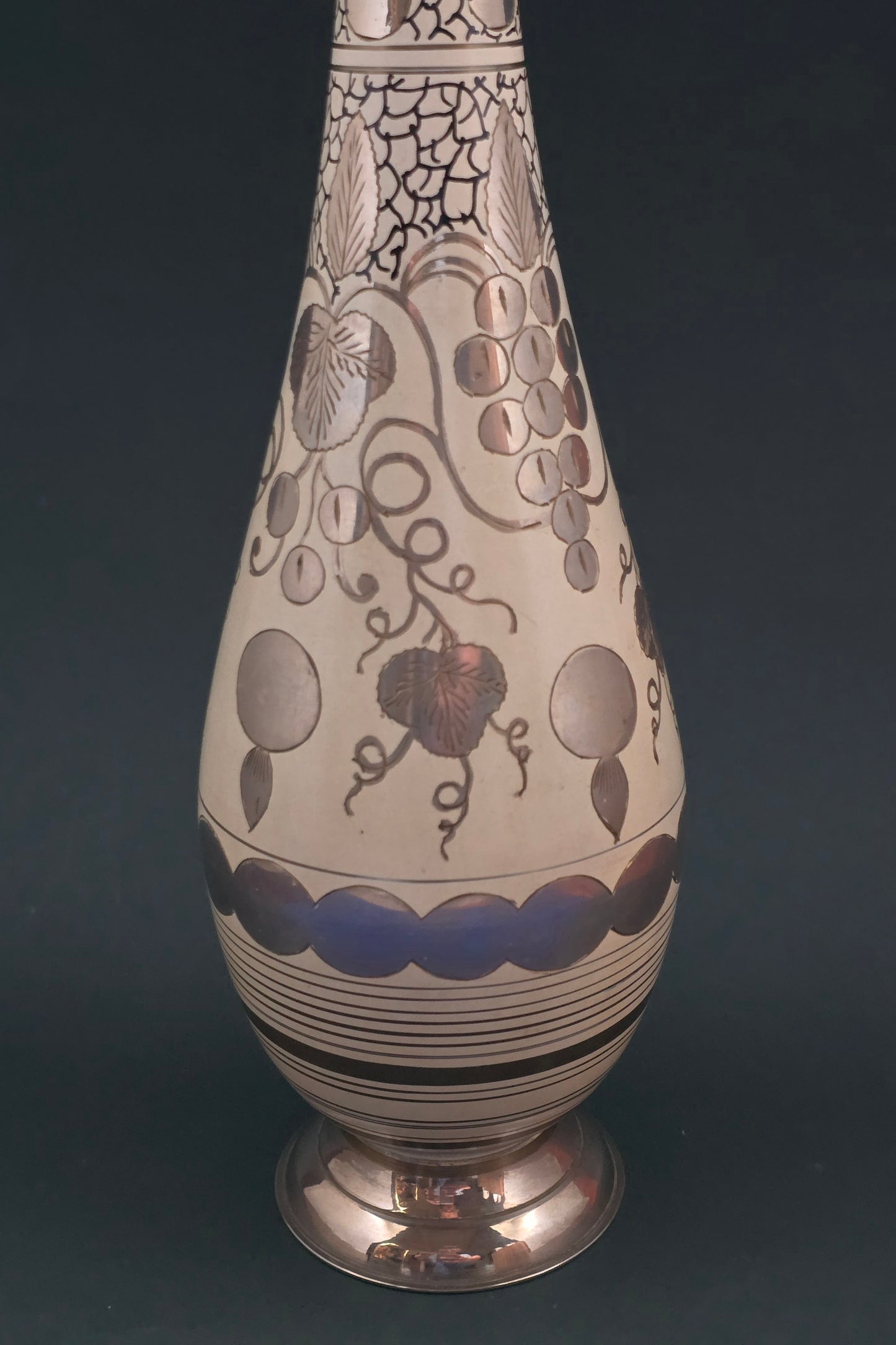 Art Nouveau White Enamel Vase with Silver Metal Overlay – Bohemian, c.1900