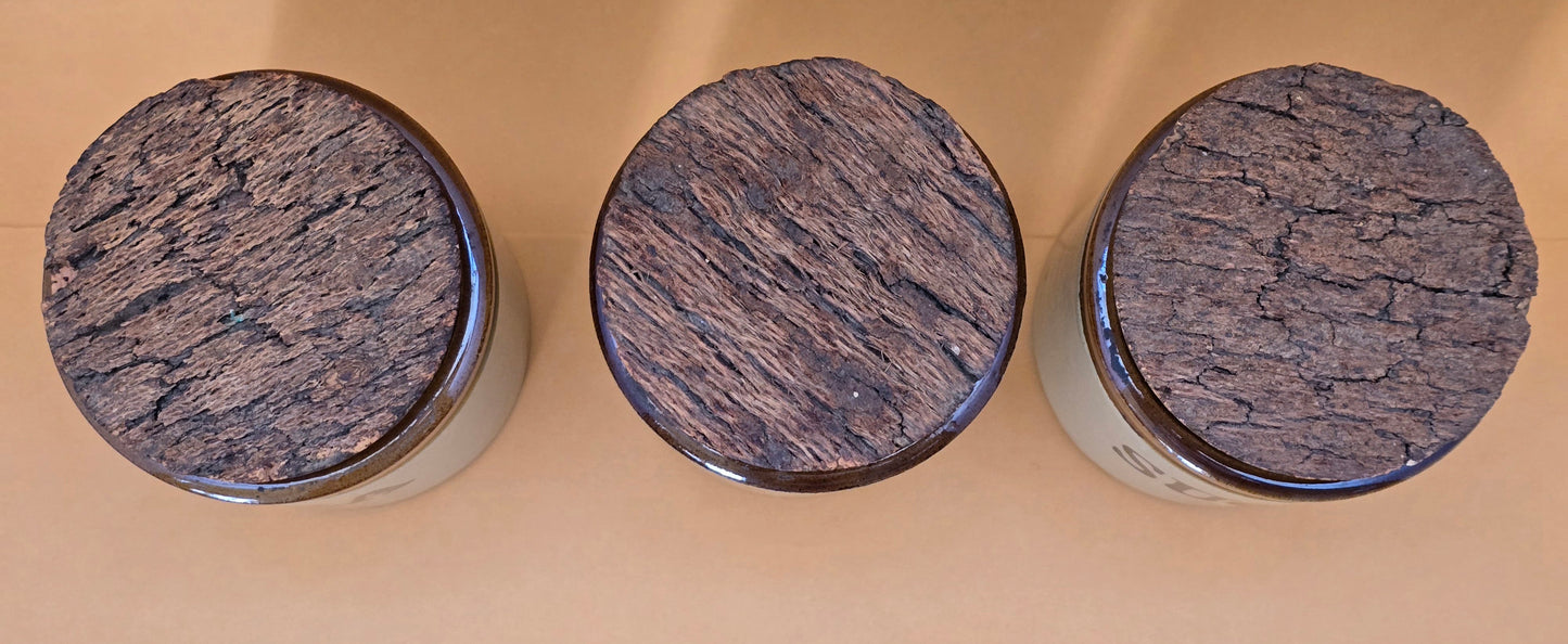 Moira Farmhouse Stoneware Tea Coffee Sugar Canister Set of 3 — England, 1970s