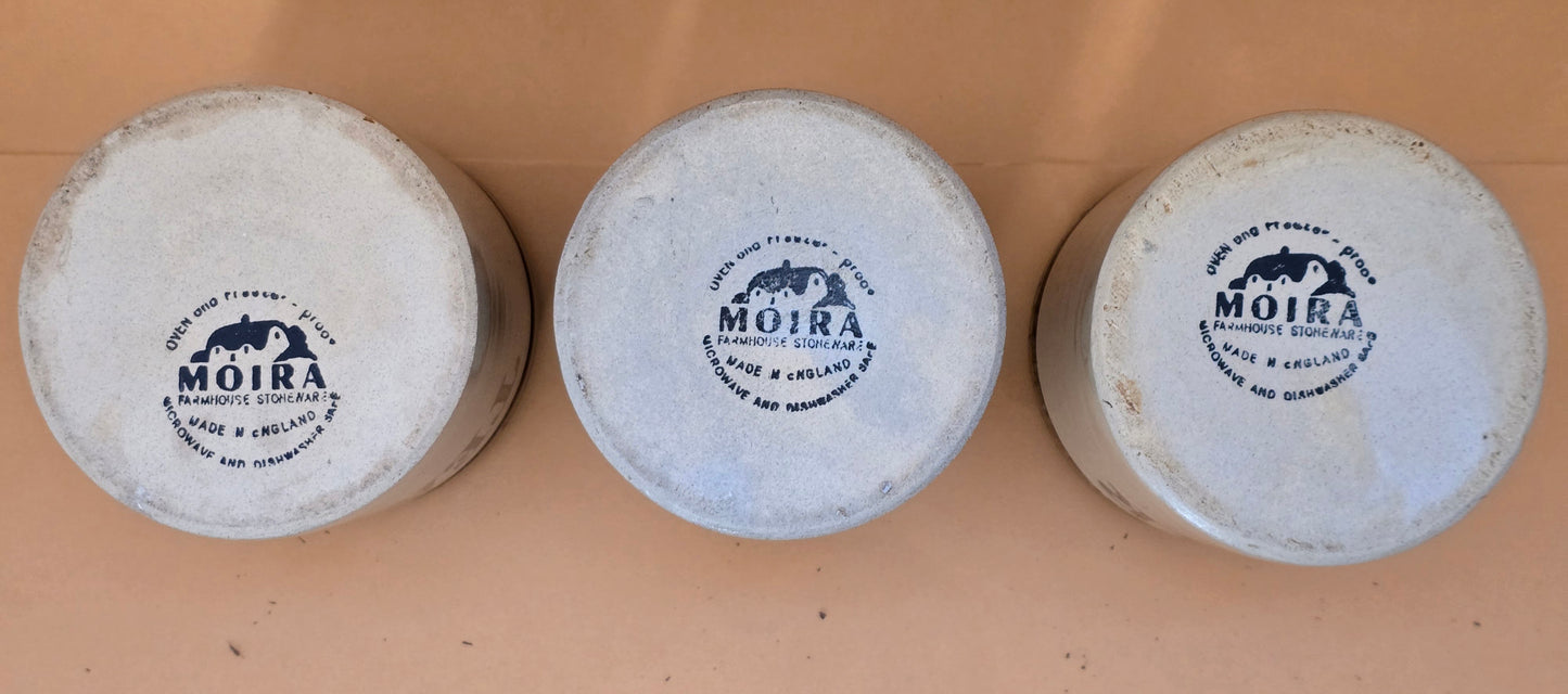 Moira Farmhouse Stoneware Tea Coffee Sugar Canister Set of 3 — England, 1970s