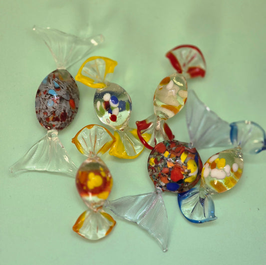 Vintage Murano Glass Candy Set of 6 — Handblown Italian Art Glass, 1970s