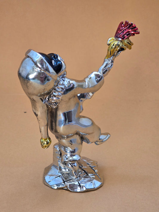 Italian Silver over Resin Harlequin Jester Figurine — 925 Silver, 1980s
