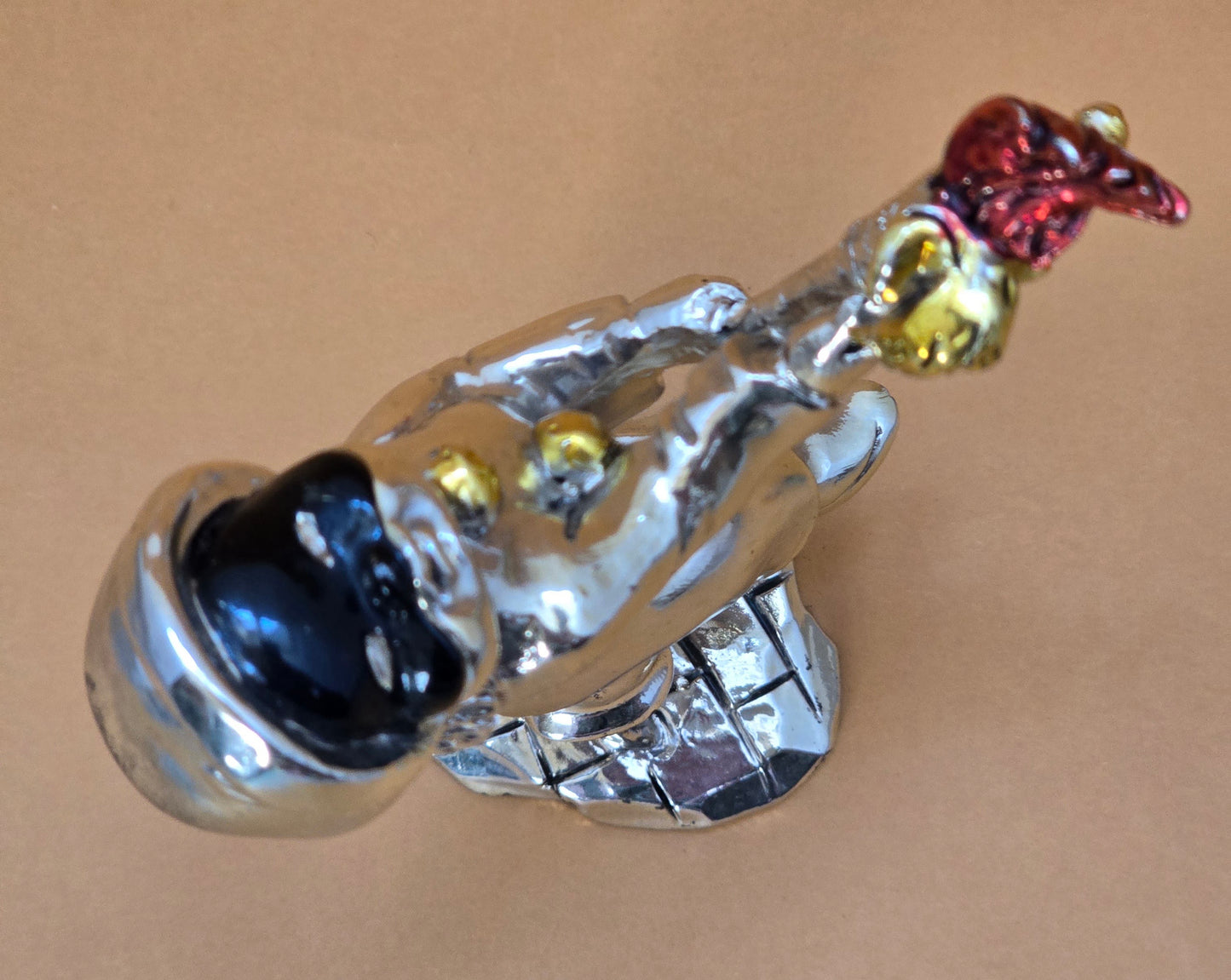 Italian Silver over Resin Harlequin Jester Figurine — 925 Silver, 1980s
