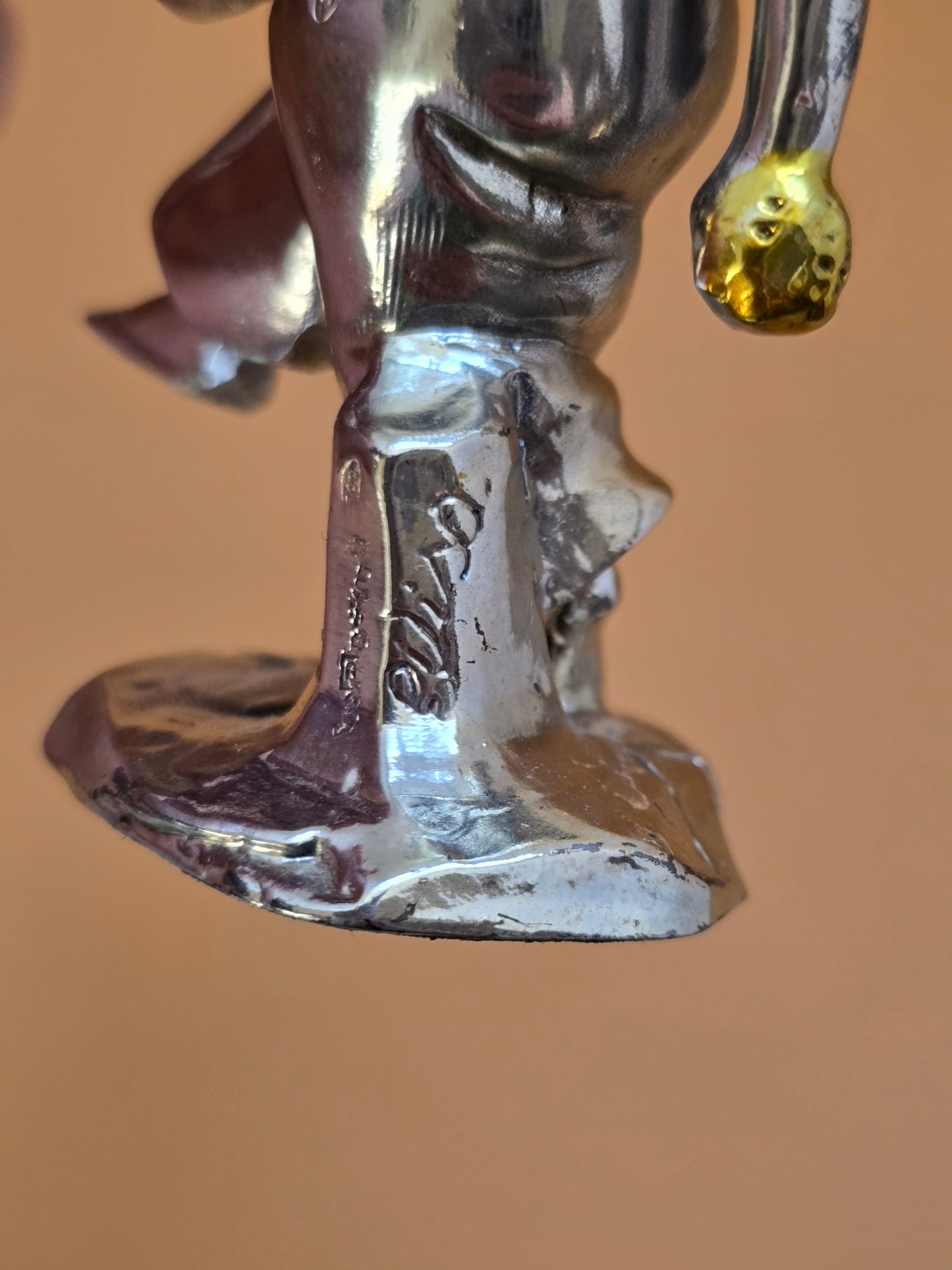 Italian Silver over Resin Harlequin Jester Figurine — 925 Silver, 1980s