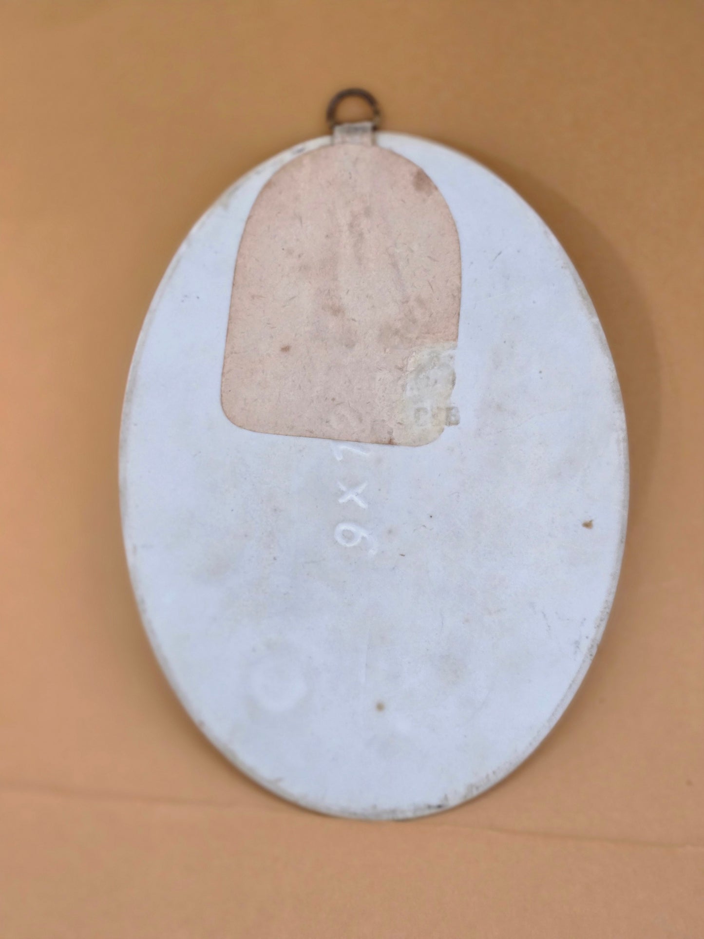 Vintage Porcelain Madonna & Child Wall Plaque — Oval Devotional, 1950s