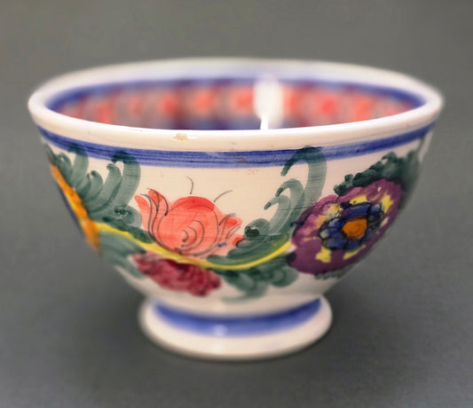 Handmade Greek Skyros Ceramic Bowl by K. Nikolaou — Hand-Painted Folk Art, 1970s