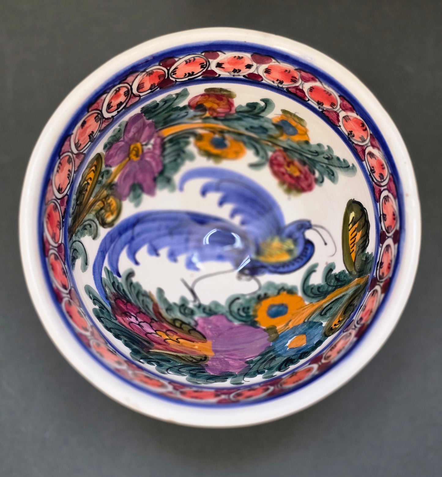 Handmade Greek Skyros Ceramic Bowl by K. Nikolaou — Hand-Painted Folk Art, 1970s