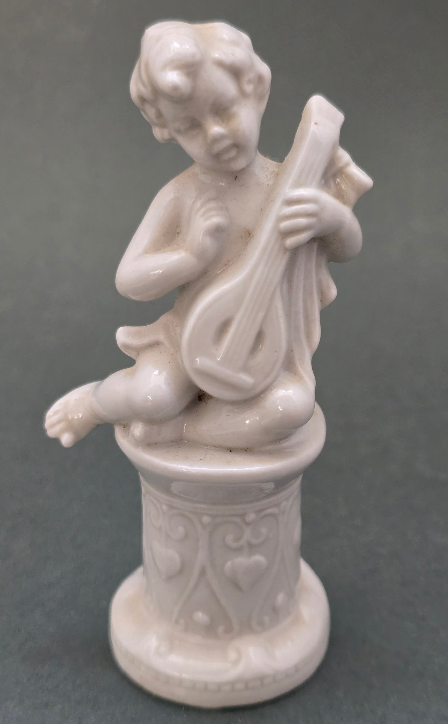 Vintage Porcelain Putti Set of 2 — Capodimonte Lute Player & Crowned Cupid, circa 1950