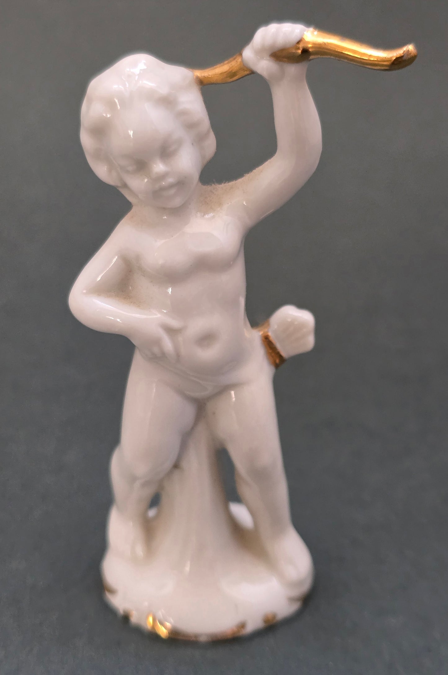 Vintage Porcelain Putti Set of 2 — Capodimonte Lute Player & Crowned Cupid, circa 1950