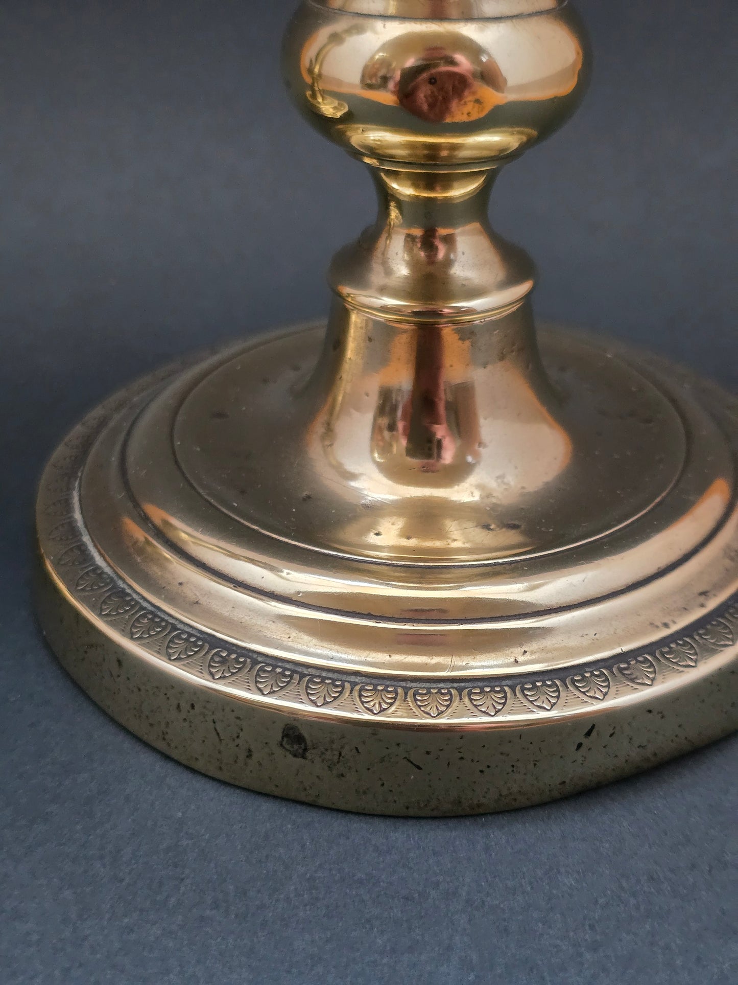 Antique Brass Candlesticks Set of 2 — Empire Style with Anthemion Detail, circa 1880