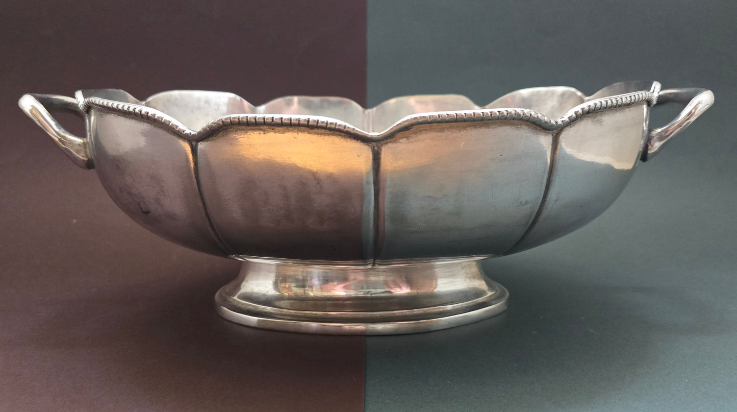 Antique Silver-Plated Centrepiece Bowl Set of 2 — Art Deco Scalloped, 1920s–30s