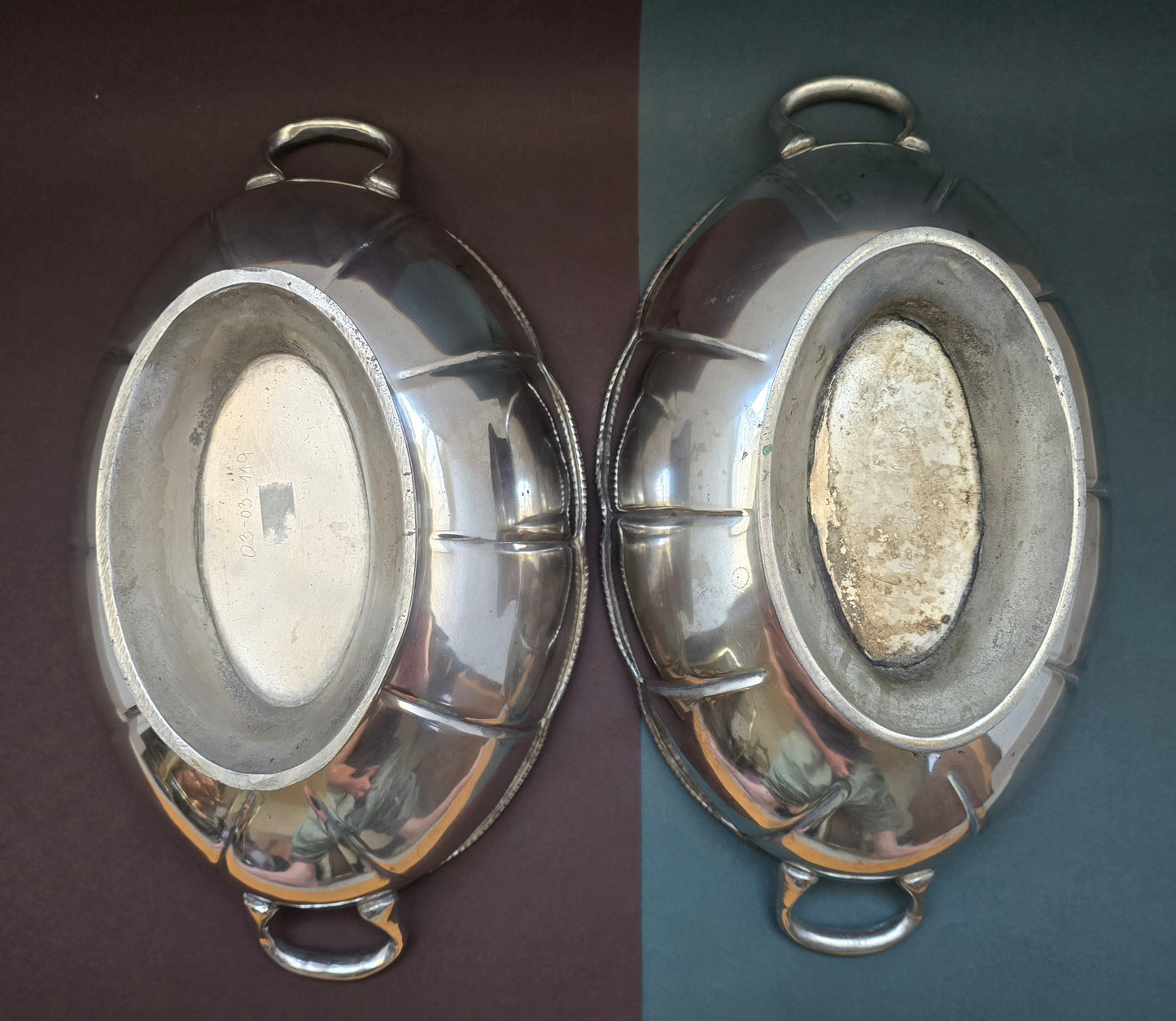 Antique Silver-Plated Centrepiece Bowl Set of 2 — Art Deco Scalloped, 1920s–30s
