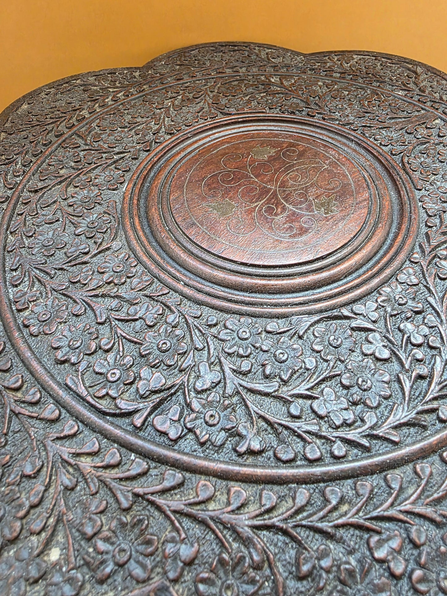 Anglo-Indian carved folding table c.1900 – pierced carving detail