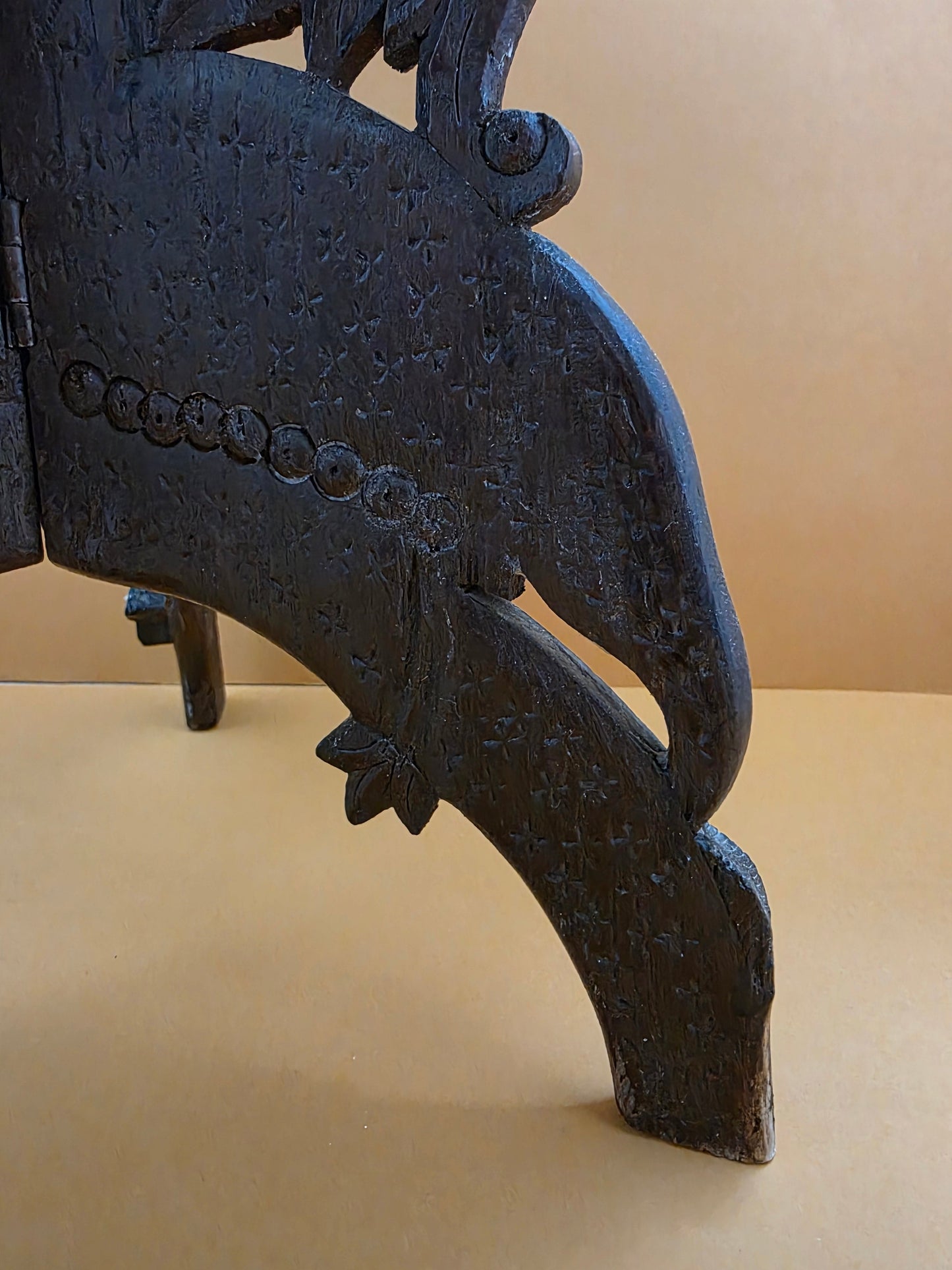 Anglo-Indian carved folding table c.1900 – full side view