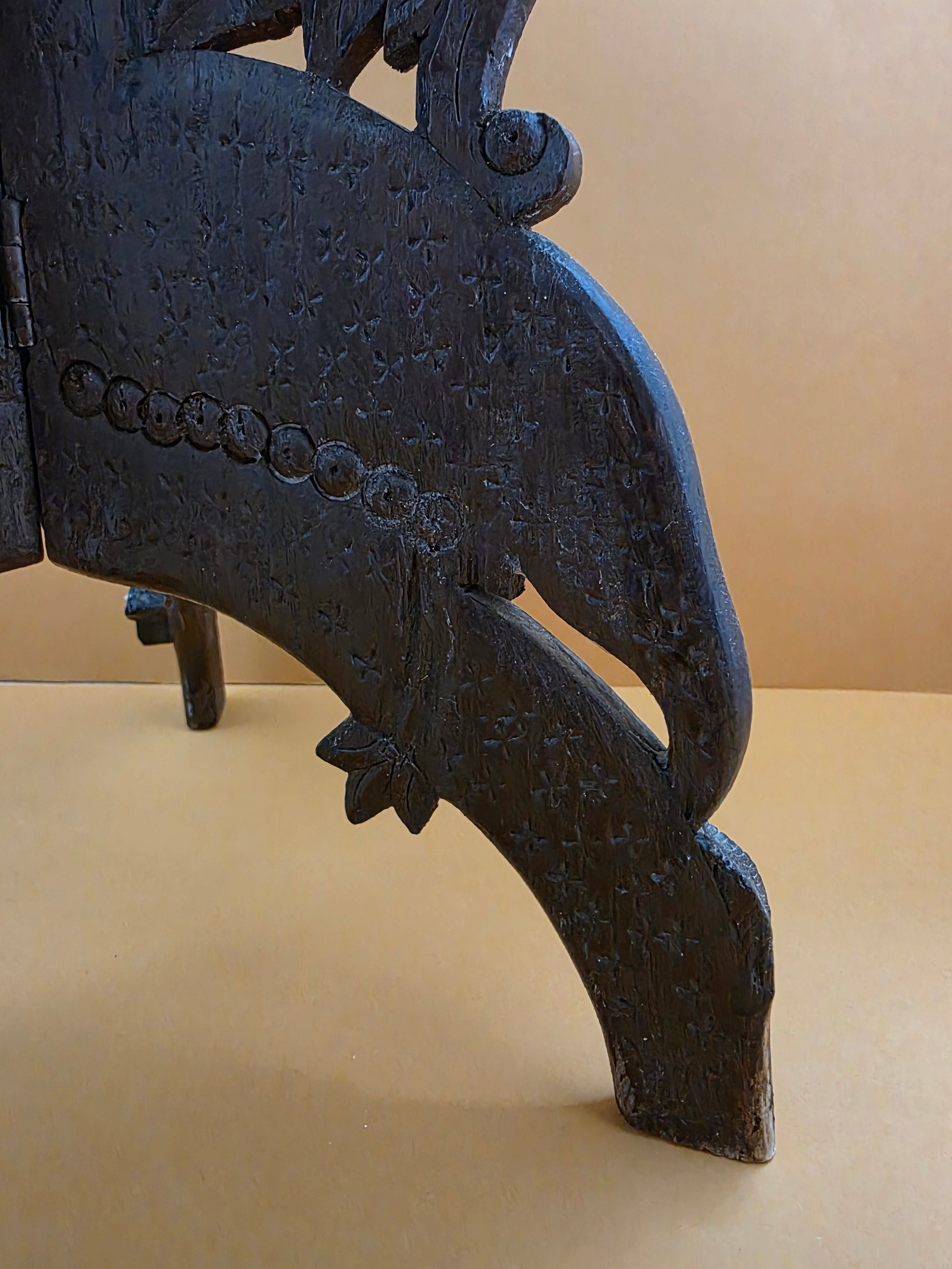Anglo-Indian carved folding table c.1900 – full side view