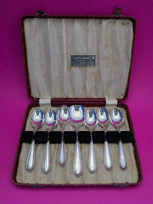 Slack & Barlow EPNS A1 Dessert Spoon Set with Serving Spoon, c.1925