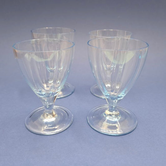Set of 4 Antique Blue Glass Stemmed Goblets – c.1890