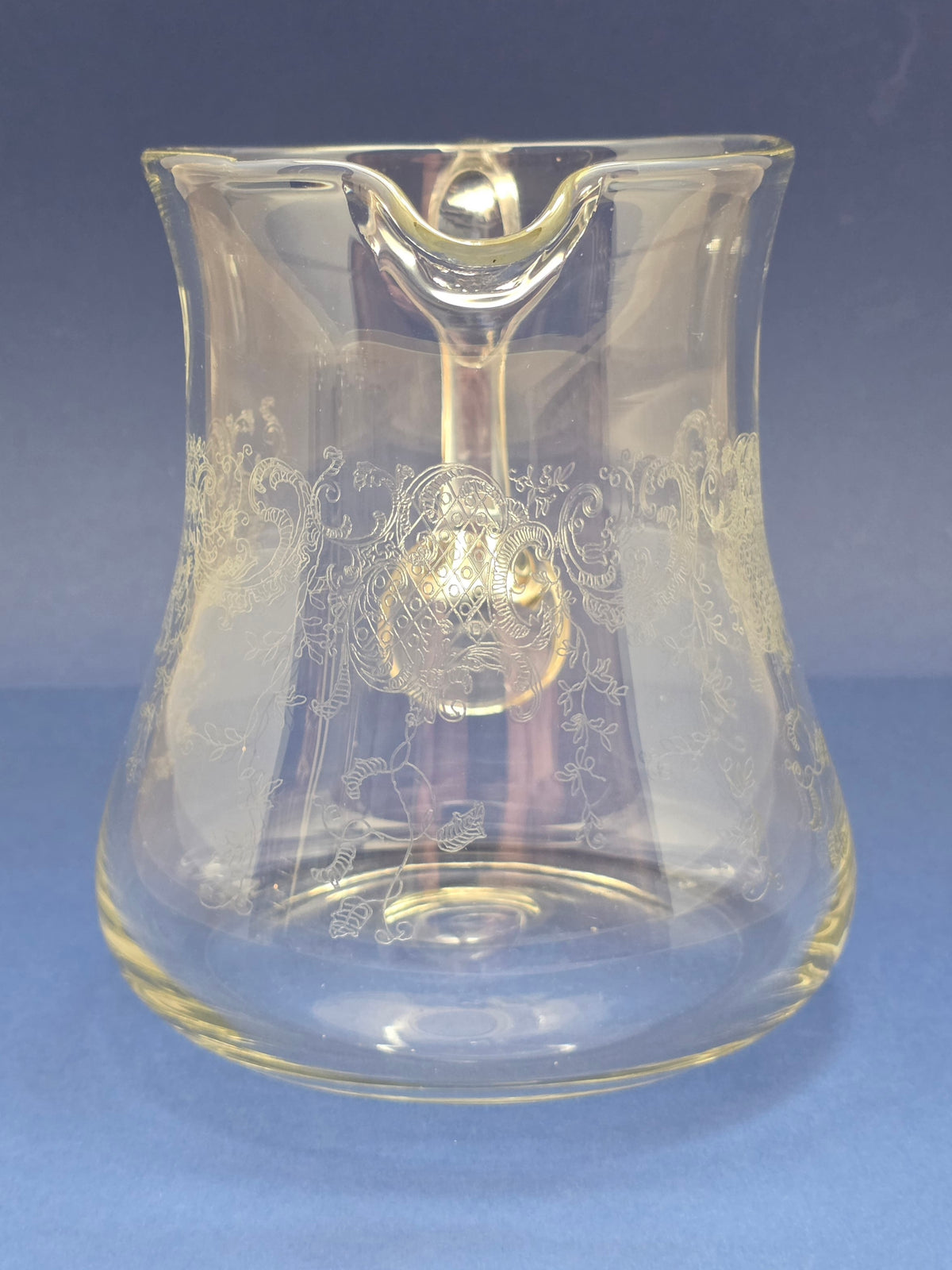 Antique Engraved Crystal Heraldic Jug & Six Tumbler Set – c.1900
