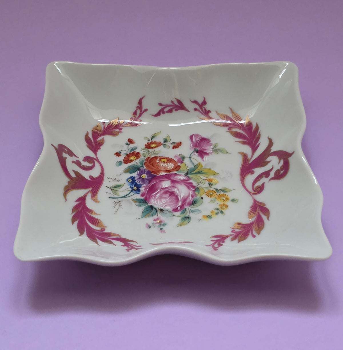 Limoges Castel French Porcelain Floral Dish, 1950s