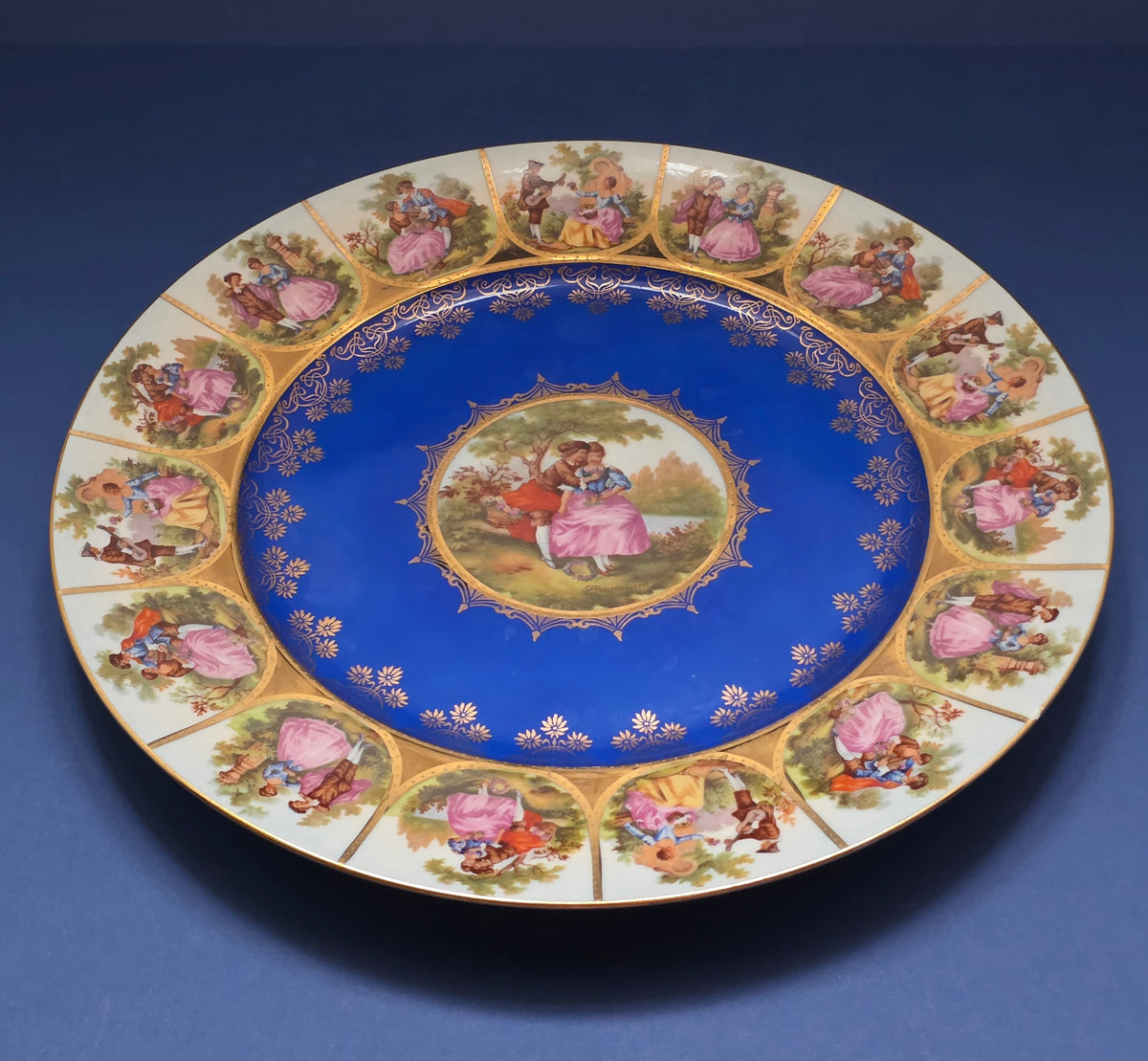 Vintage Karlsbad Cobalt Blue & Gold Plate, 28 cm | c. 1945–1950