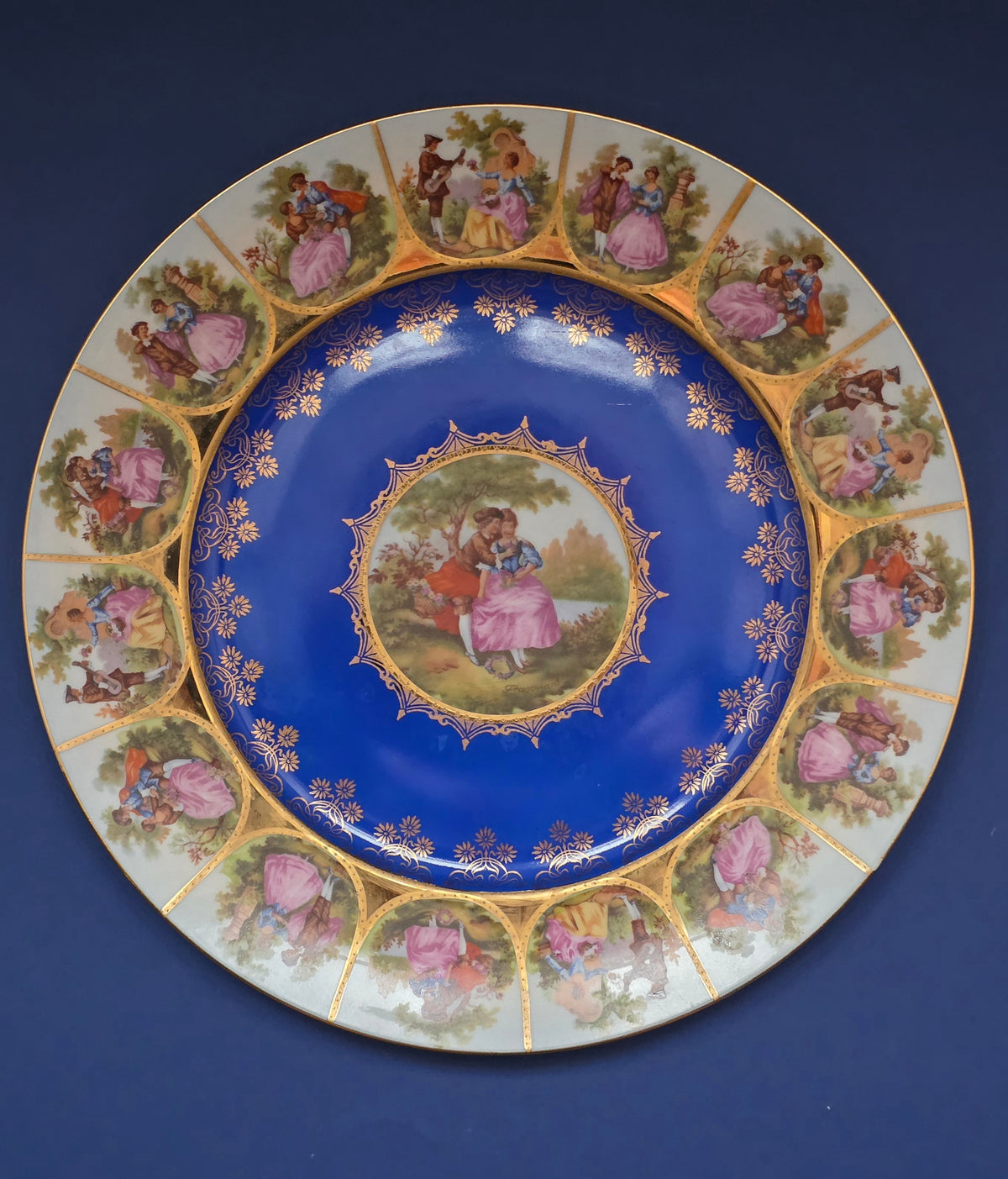Vintage Karlsbad Cobalt Blue & Gold Plate, 28 cm | c. 1945–1950