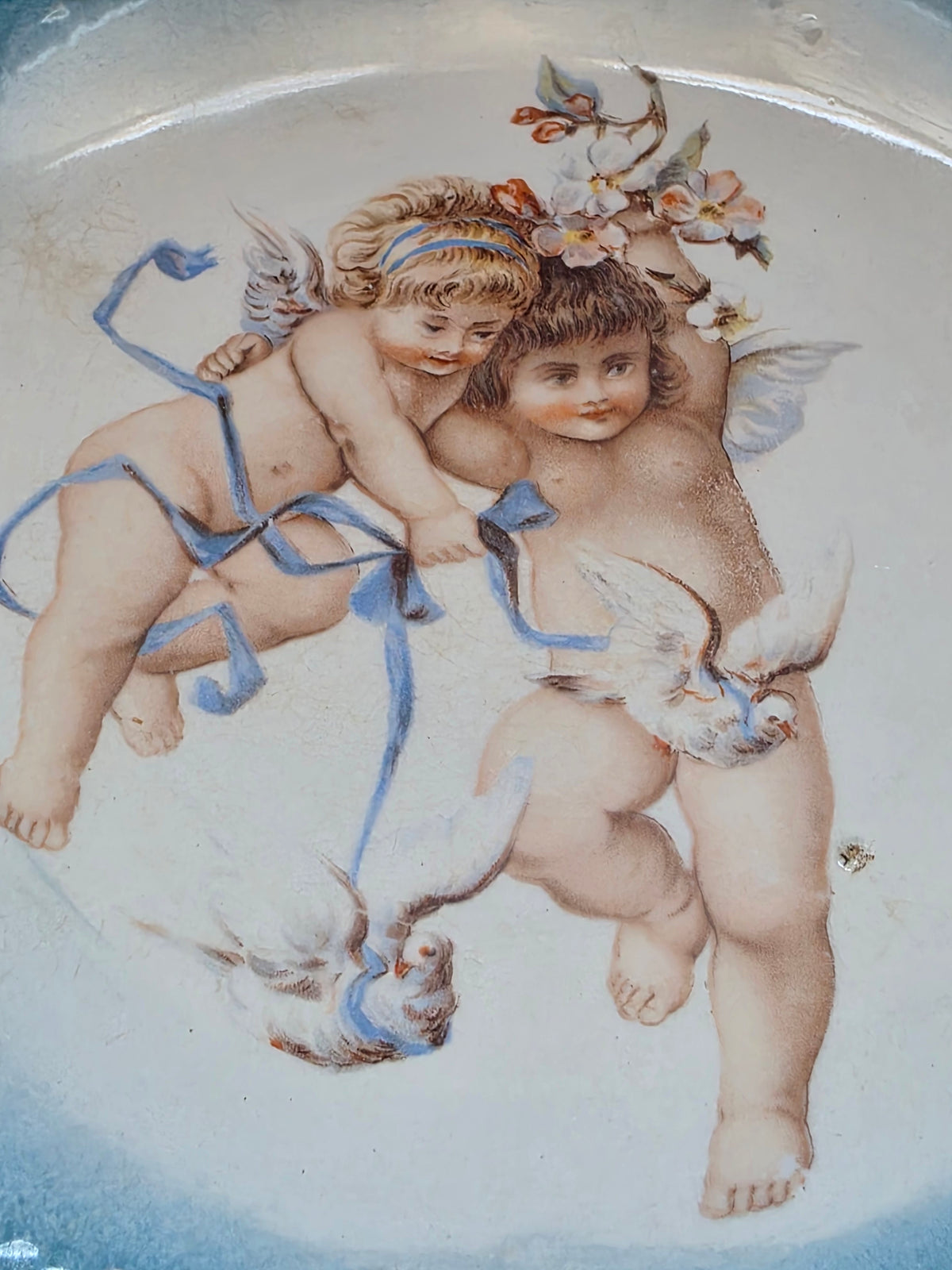 Antique Empire Works Cherub Wall Plate, 22.5 cm | c. 1890