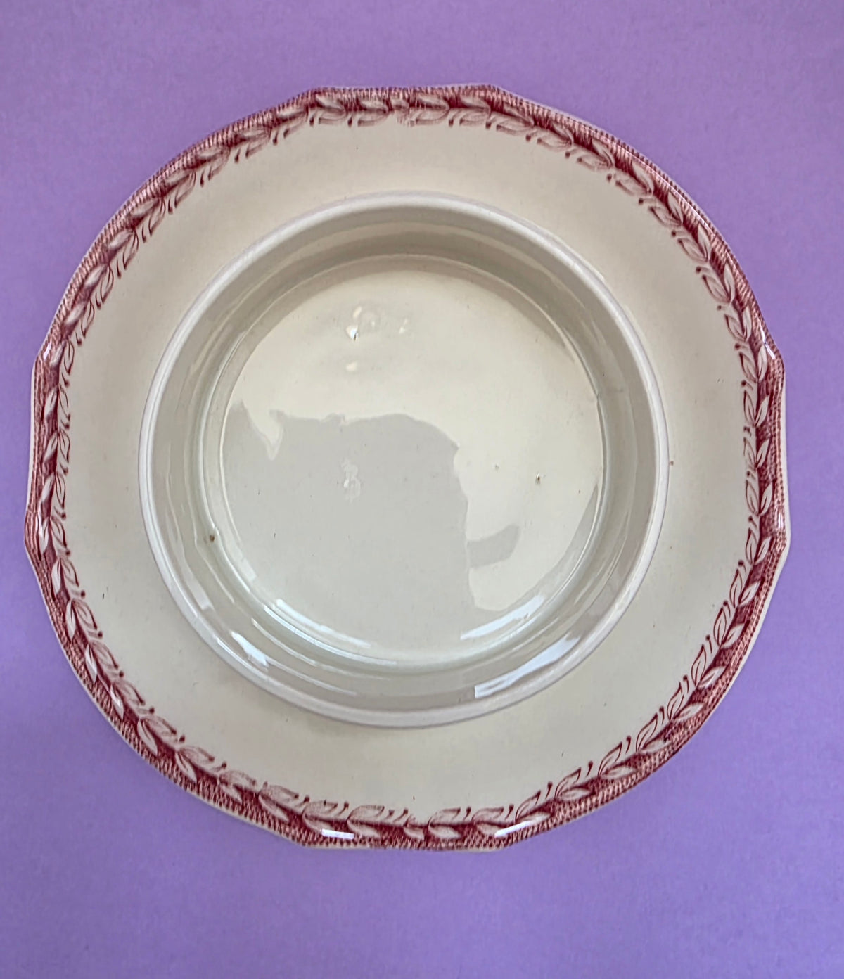 Vintage Arabia Burgundy Floral Covered Butter Dish | c. 1935