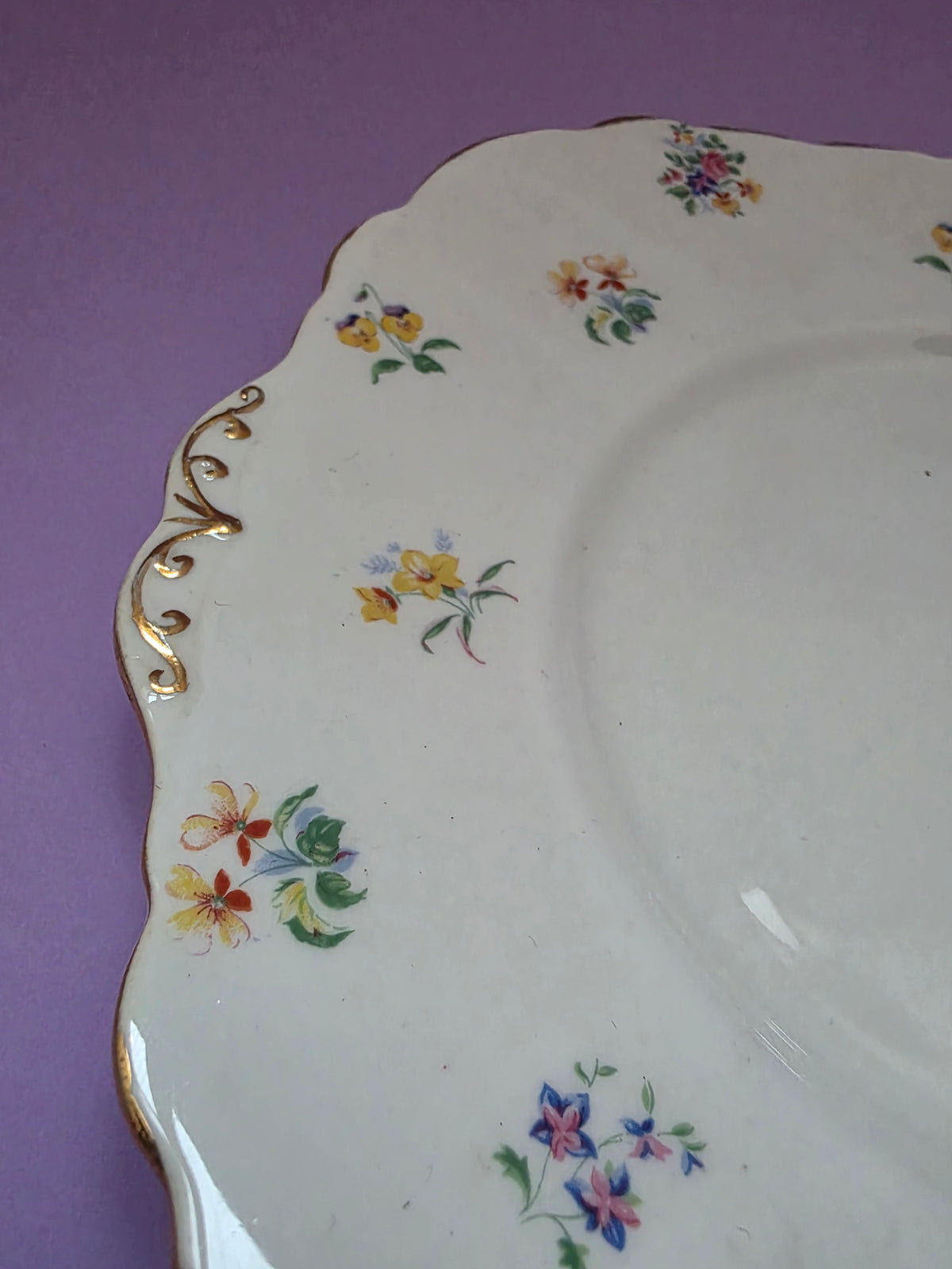 Vintage Colclough Floral Bone China Cake Plate | c. 1930