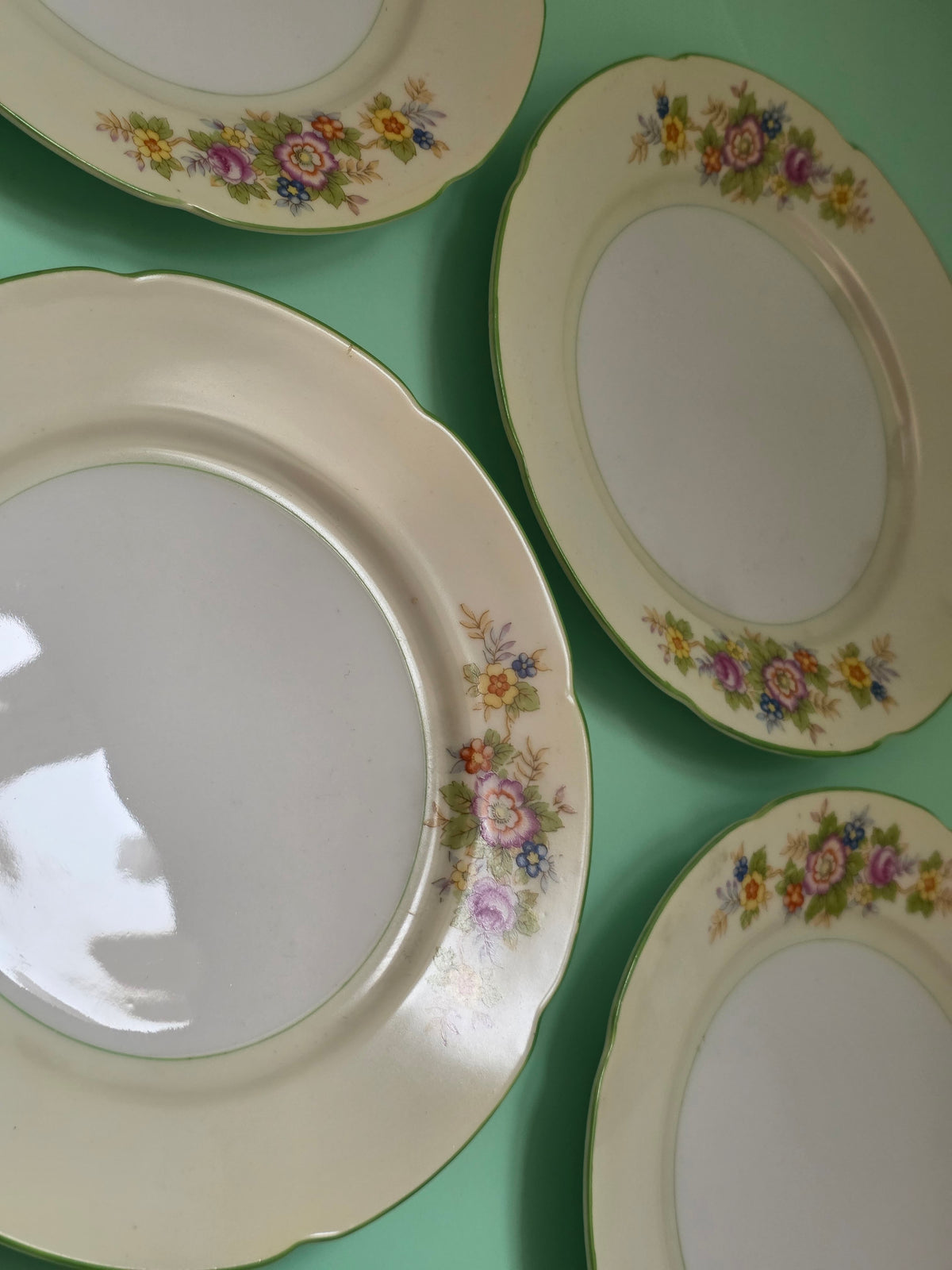 Vintage Chikaramachi Floral Breakfast Plates, Set of 6 | c. 1930