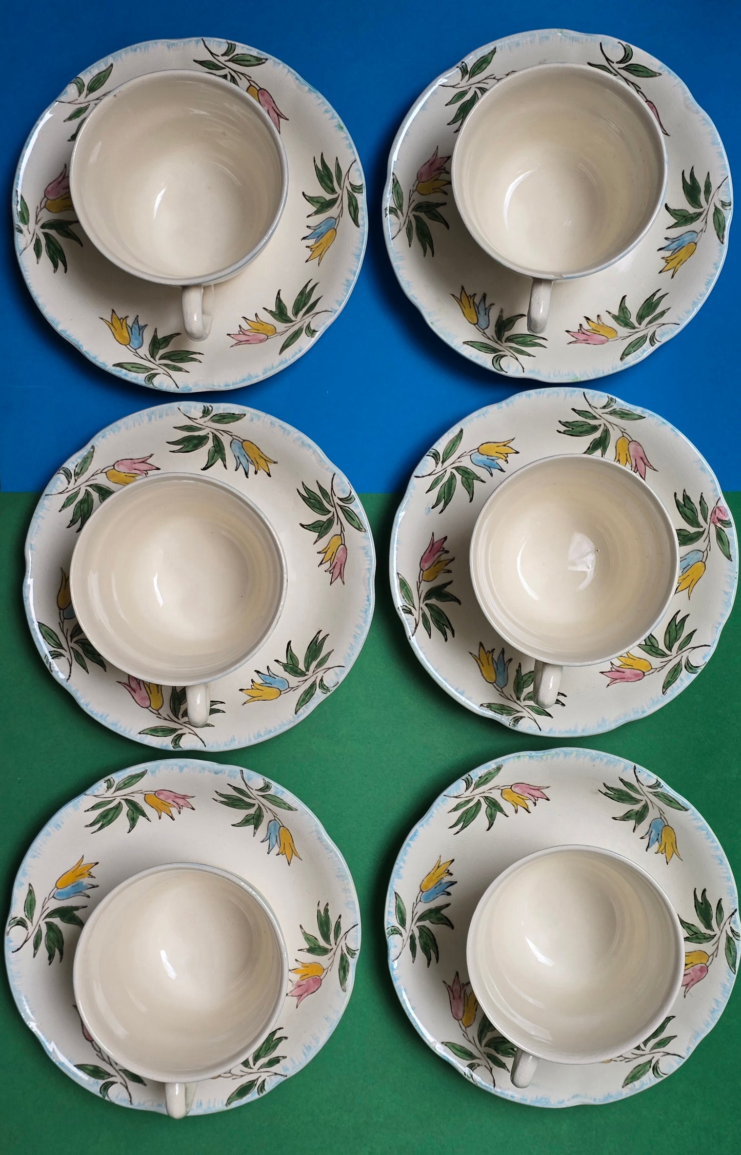 Jas. Broadhurst & Sons 'Kendal' Complete Tea Service for Six, Hand-Painted Campanula, c.1930–1940