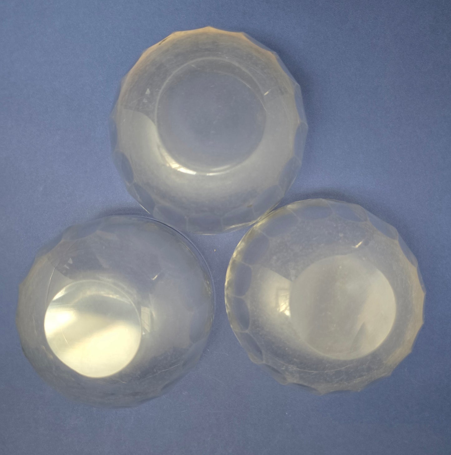 Antique Crystal Finger Bowls with Oval Cut Pattern, c.1890