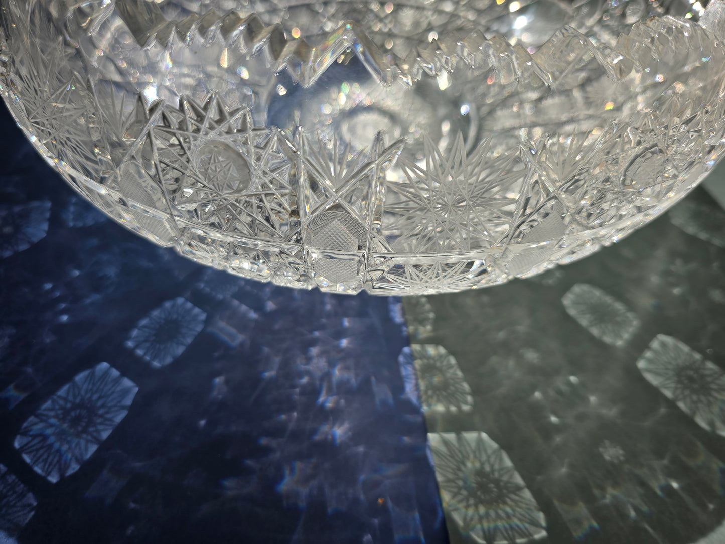 Large Bohemian Cut Crystal Bowl, c.1960s