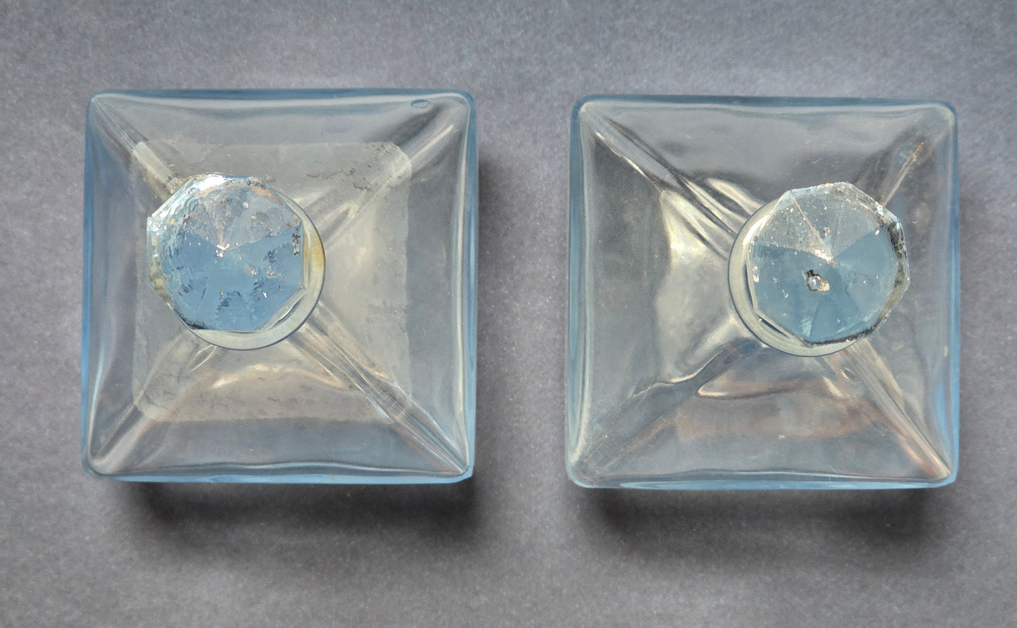 Vintage Lead Crystal Perfume Bottle with Faceted Stopper, Light Blue Tint, c.1930–1950
