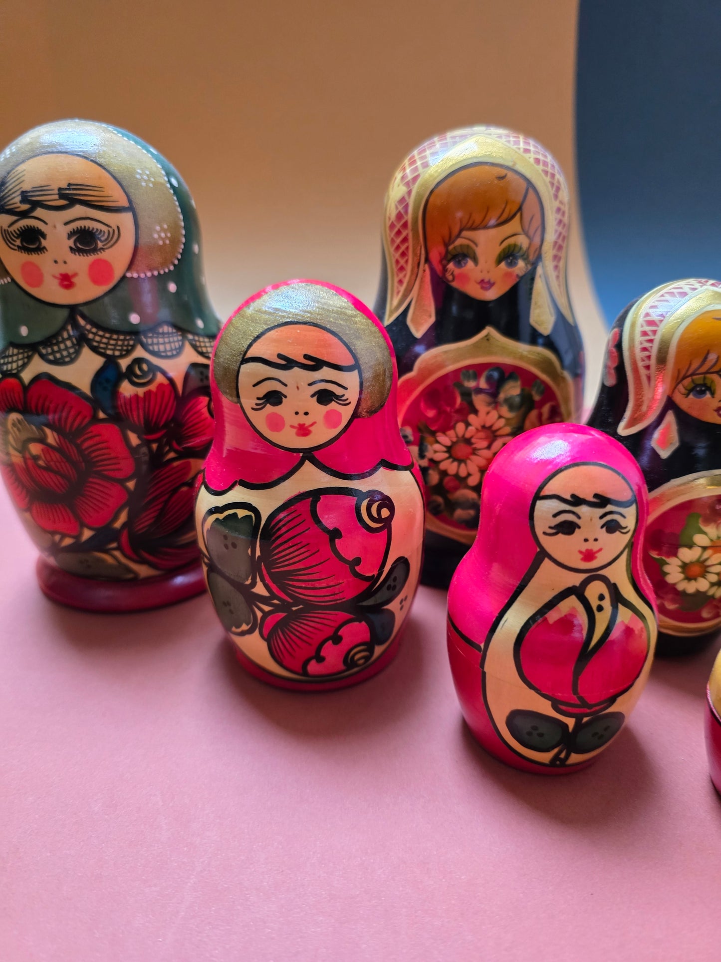Soviet Russian Matryoshka Nesting Dolls – Hand-Painted, 1950s USSR