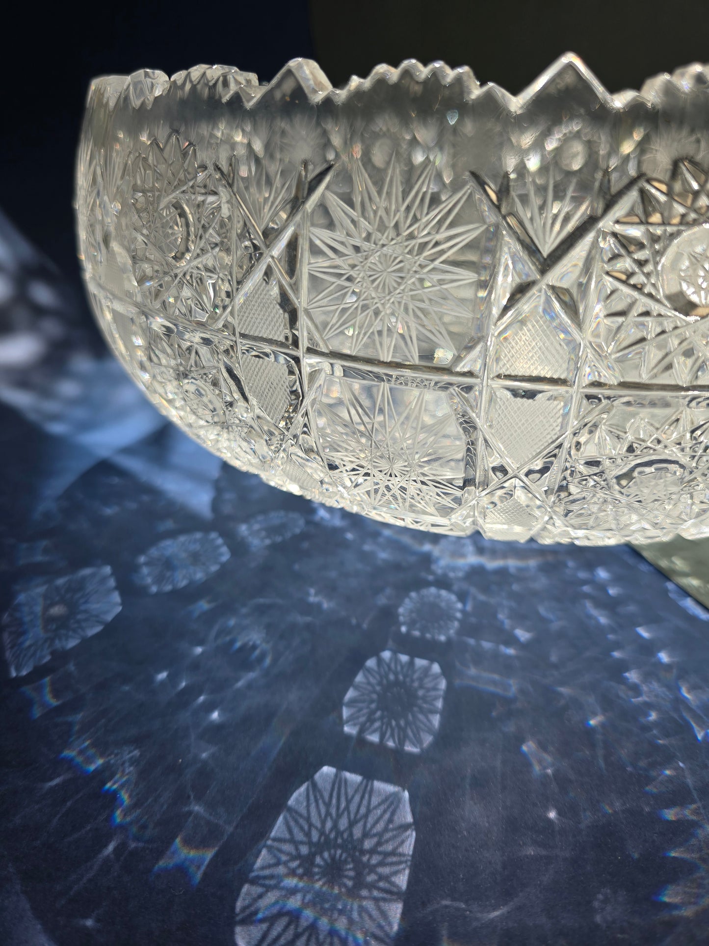 Large Bohemian Cut Crystal Bowl, c.1960s