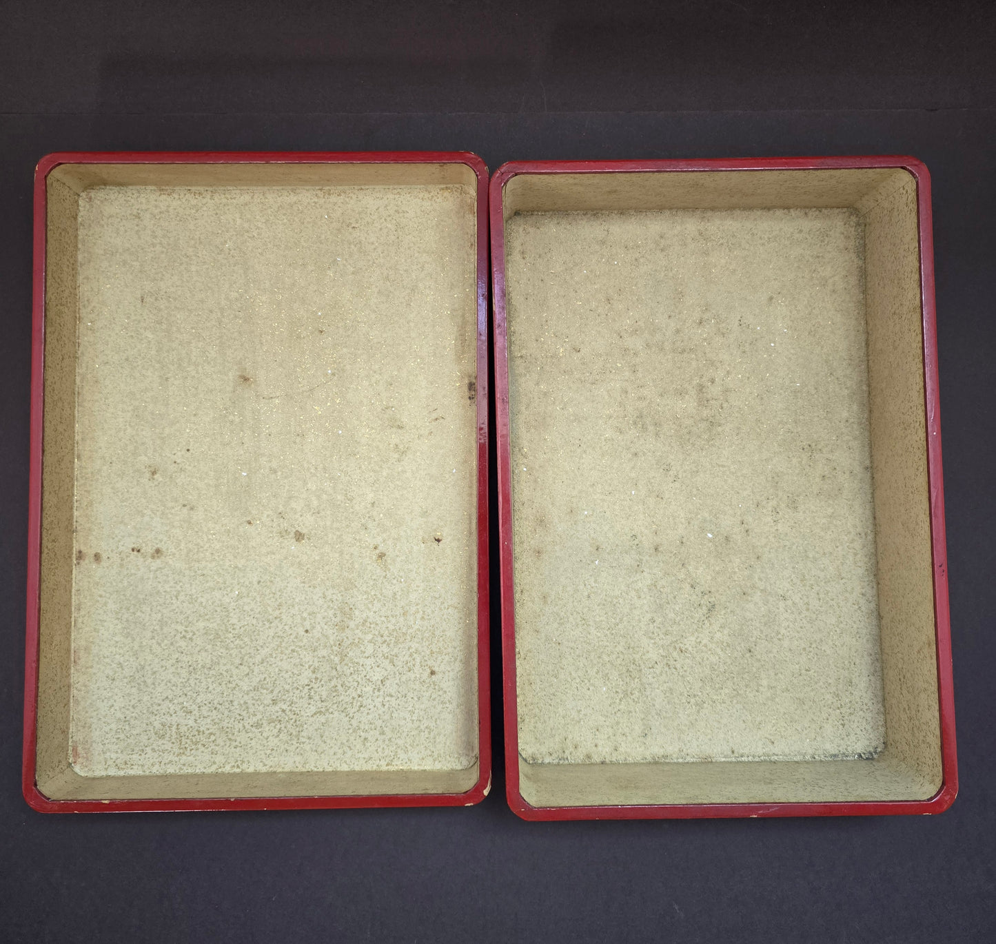Antique Japanese Red Lacquer Box with Bamboo Motif c.1930