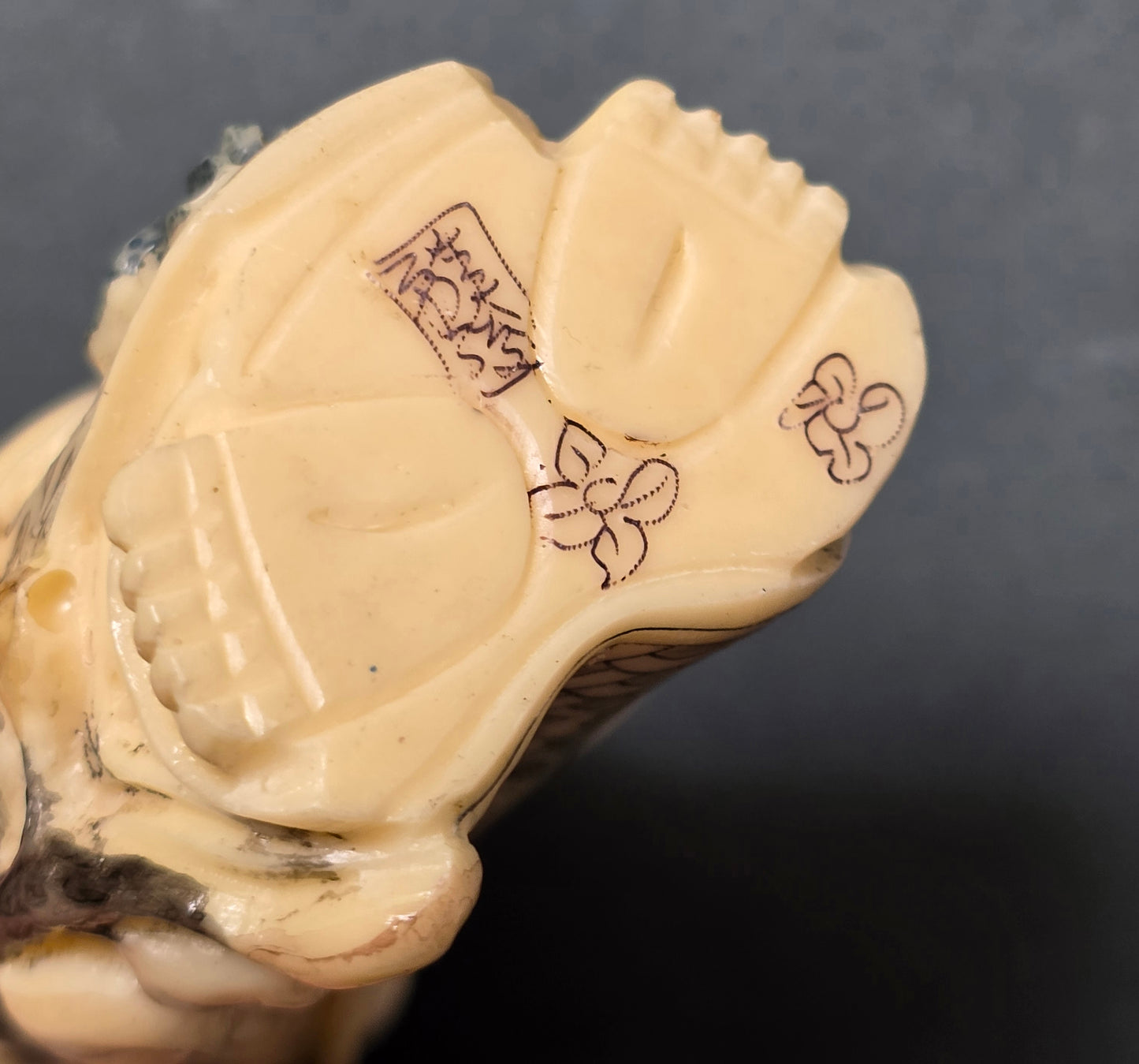 Vintage Japanese Resin Hotei Buddha Figurine, Signed, c.1960